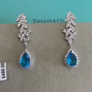 Vintage Swiss Blue Vine Earrings 14k